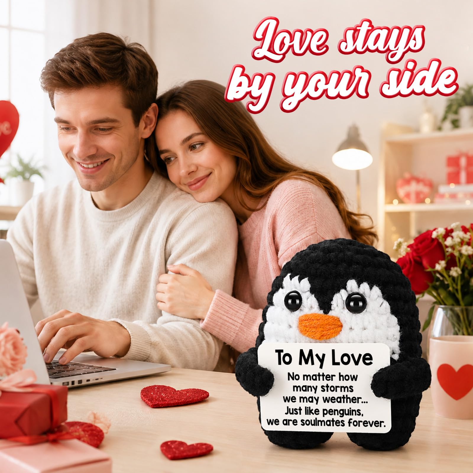 Regalos para él, su novio, novia, To My Love hecho a mano, mini pingüino, aniversario, regalos de cumpleaños para mujeres y hombres, románticos regalos de San Valentín I Love You para esposa, marido 7