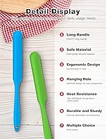 Vista 4 de Jar Spatula, Long Handle Silicone Jar Spatula Scraper for Jar Bottom of Mayo, Cool Whip, Peanut Butter, Condiments（Green/Blue）