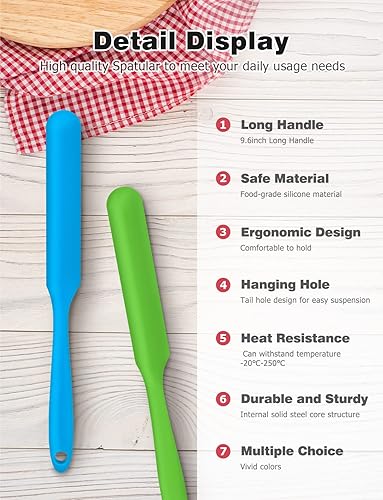 Miniatura 4 de Juego de espátulas para tarros, ll Mango largo de silicona Tarro Espátula Pastel Crema Espátulas Set