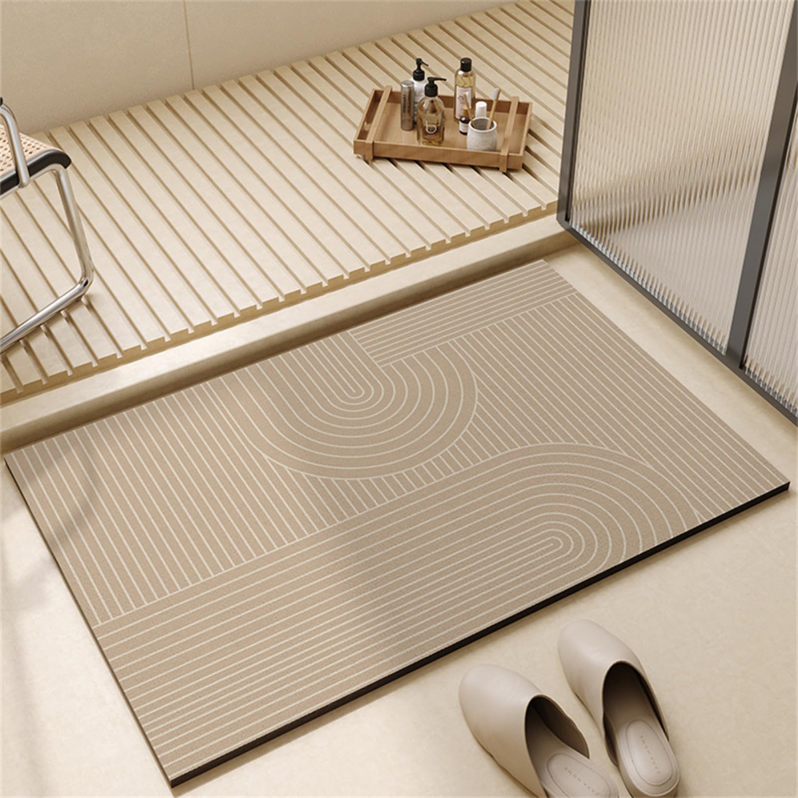 Alfombra baño antideslizante con secado rápido y tejido lavable para bañera