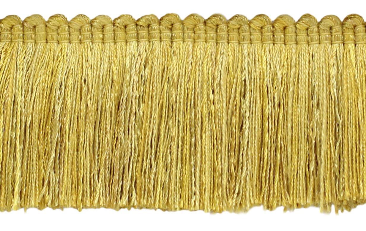 Frange brosse 51mm or pour décorer les coussins du salon et les bordures de fauteuils