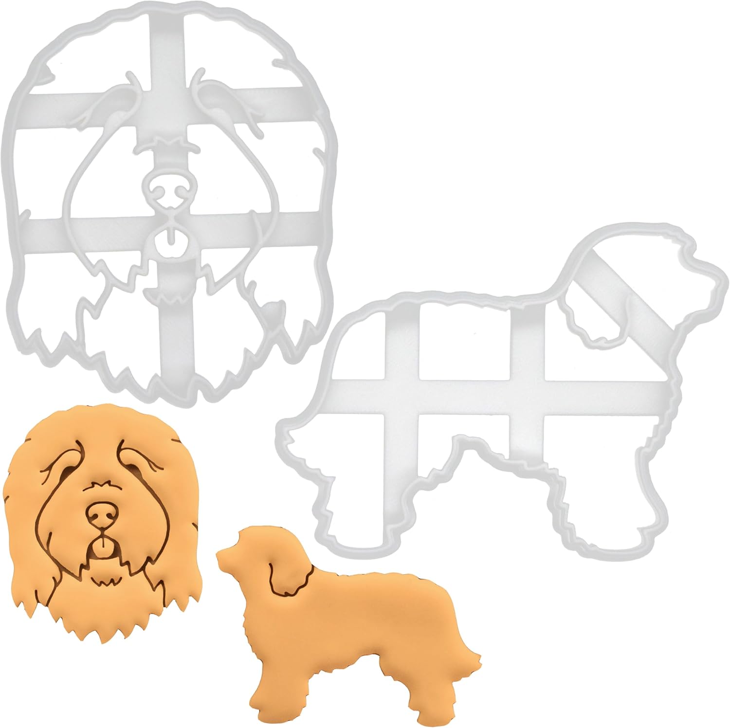 BAKERLOGY Set of 2 Old English Sheepdog Cookie Cutters - Detailed Biscuit Cutter Design for Baking and Crafts, ideal on fondant, dough, clay