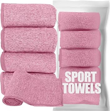 Microfiber Quick Dry Gym Towel, Lint Free Odor-Free Absorbent Fiber, Fast Drying, Men & Women Workout Gear for Body Sweat, Working Out, Towels Pink, 5Pack - 16 * 27Inch
