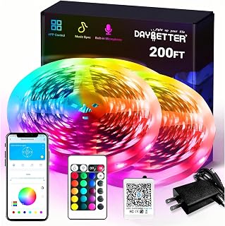DAYBETTER 200ft Smart RGB LED Strip Lights with App Control, Music Sync for Bedroom, Party, Home Decor