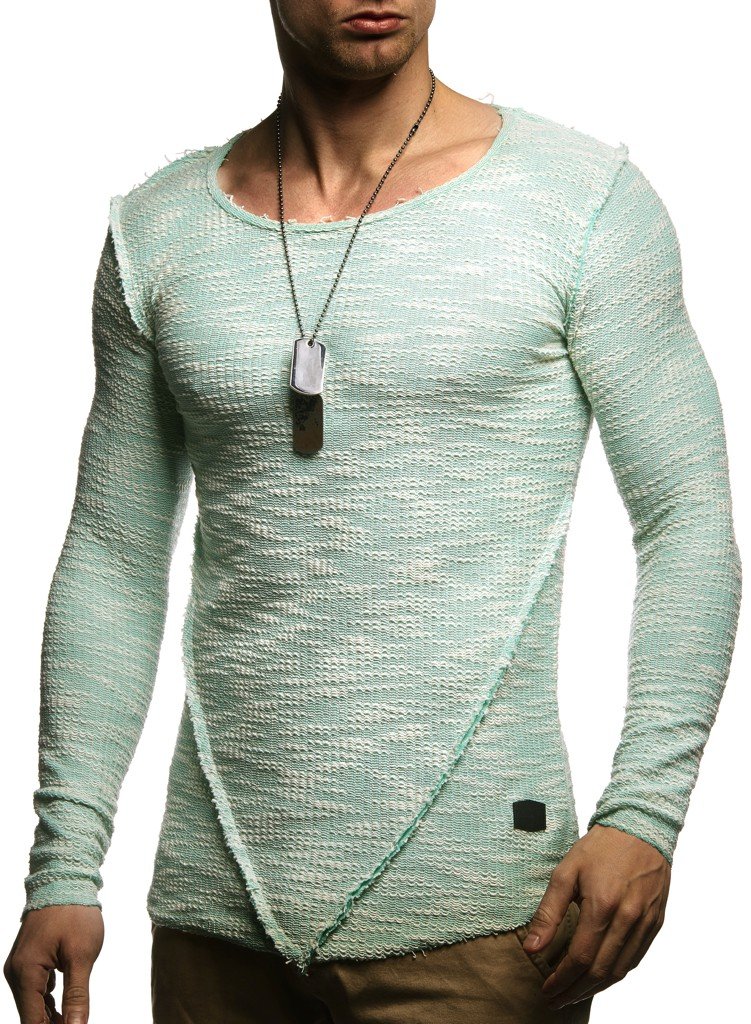 Leif Nelson Men's Sweater Long Sleeve Crew Neck Sweatshirt LN-8180 Mint XX-Large