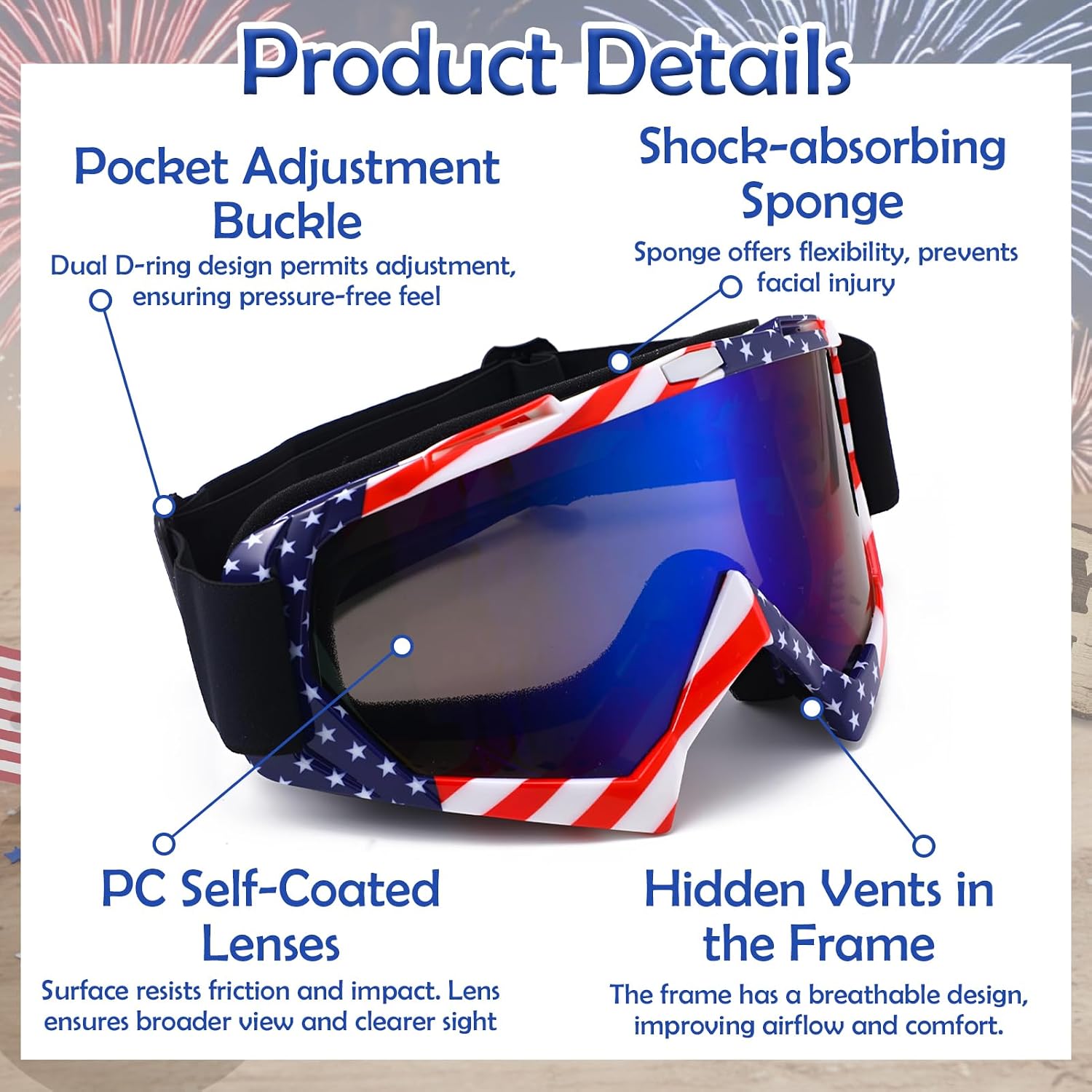 JATEBI Motorcycle Goggles Dirt Bike ATV Off Road Riding Motocross Glasses with Neck Gaiter Face Cover for Youth Women Men MX Riding Racing