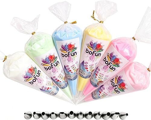 BoFUN Whipped Cream Glue Kit, Decoden Cream Clay for Crafts Supplies DIY | Craft Kit, with Decoden Cream and Piping Tip for Handmade Phone Case, Mirror, Jewelry Accessories, Home Decoration