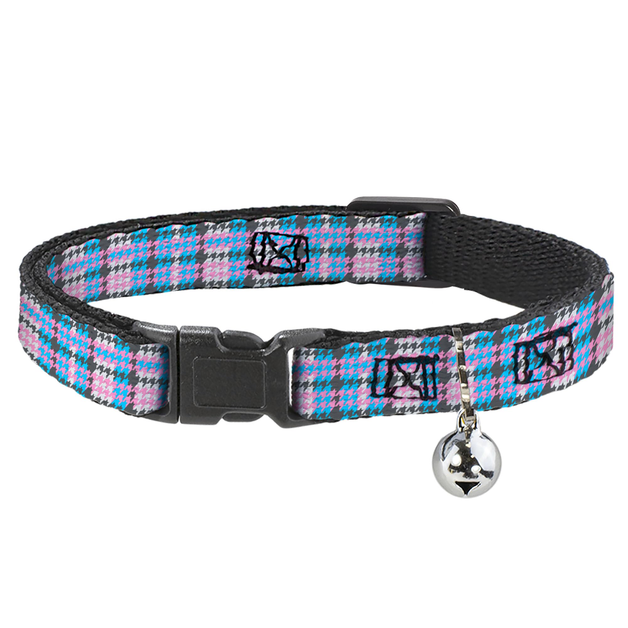 Collar de gato elegante mini pata de gallo gris de alta calidad con hebilla breakaway resistente