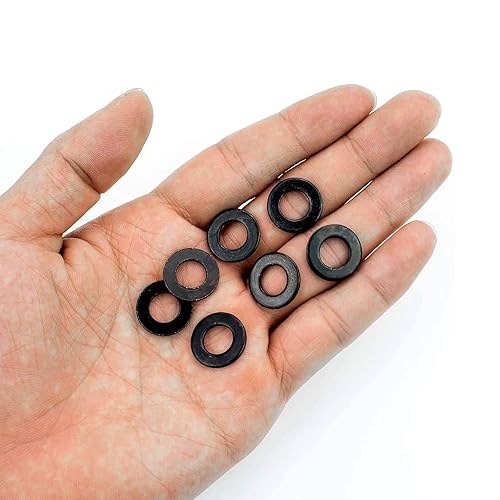 Miniatura 5 de Juego surtido de 200 arandelas planas métricas M6, acero al carbono, óxido negro endurecido (negro)