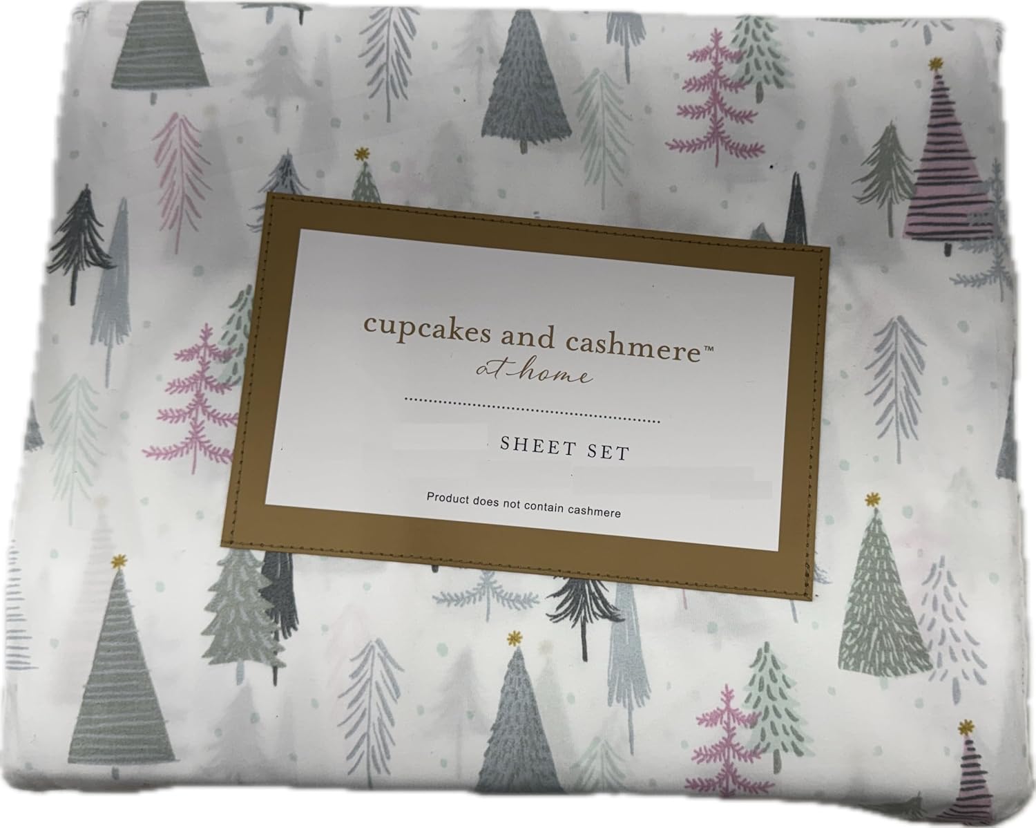 cupcakes and cashmere Christmas Winter Sheet Set (Christmas Trees, Queen)