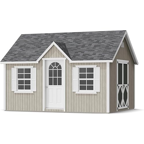 12x14 Classic Cottage with Floor, Outdoor Wood Storage Do-It-Yourself Panelized Kit with Dual Entry and Functional Windows