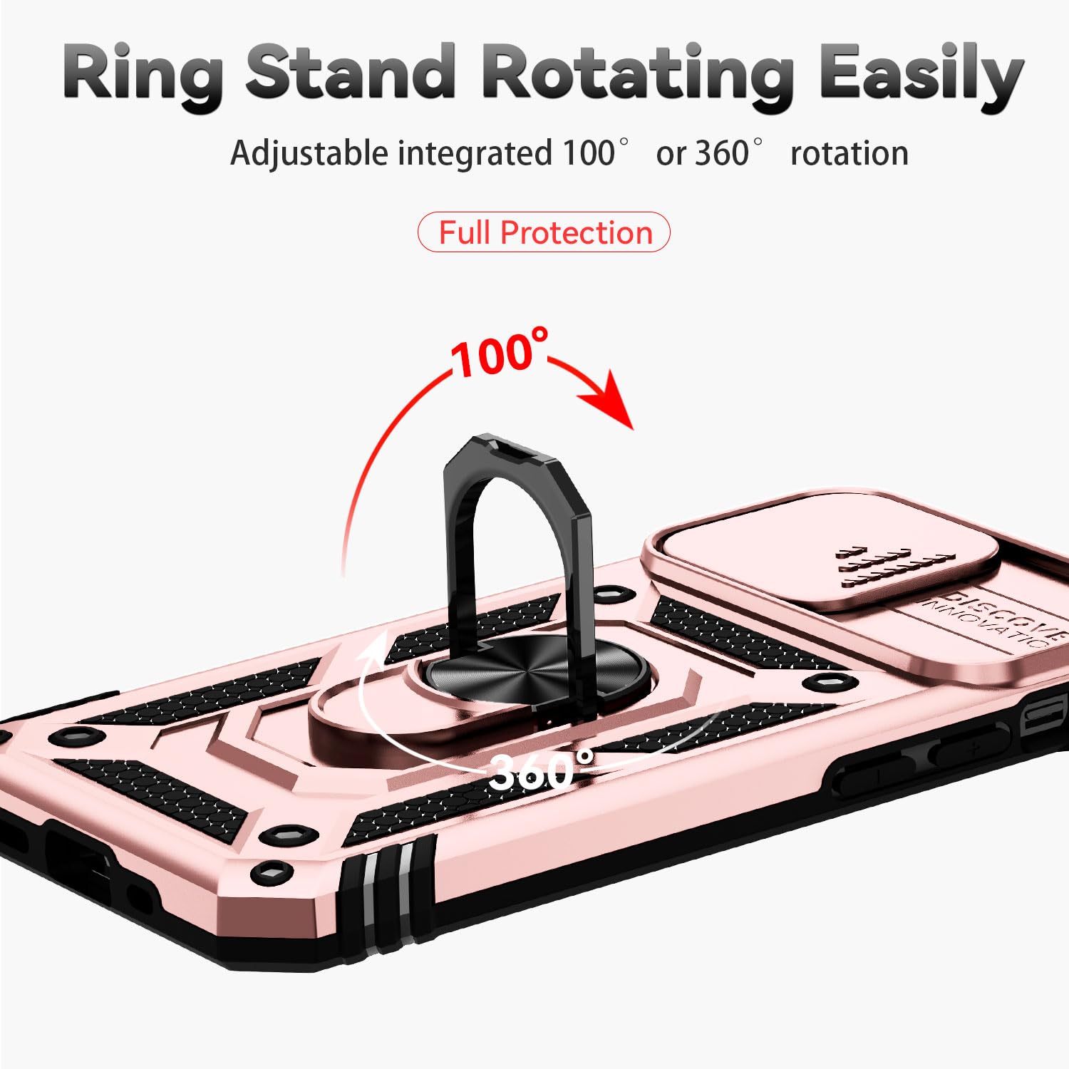SunStory Custodia per iPhone 13 Pro Max con pellicola protettiva per schermo HD, custodia per fotocamera scorrevole e cavalletto, custodia per iPhone 13 Pro Max [di grado militare] per iPhone 13 Pro