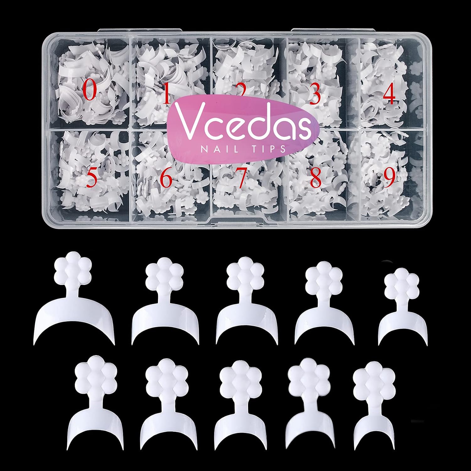 Short French Nail Tips Half Cover Vcedas 500PCS Short Style False Nail Art Tips Finger Sticker for DIY Finger Extension Nails with Box