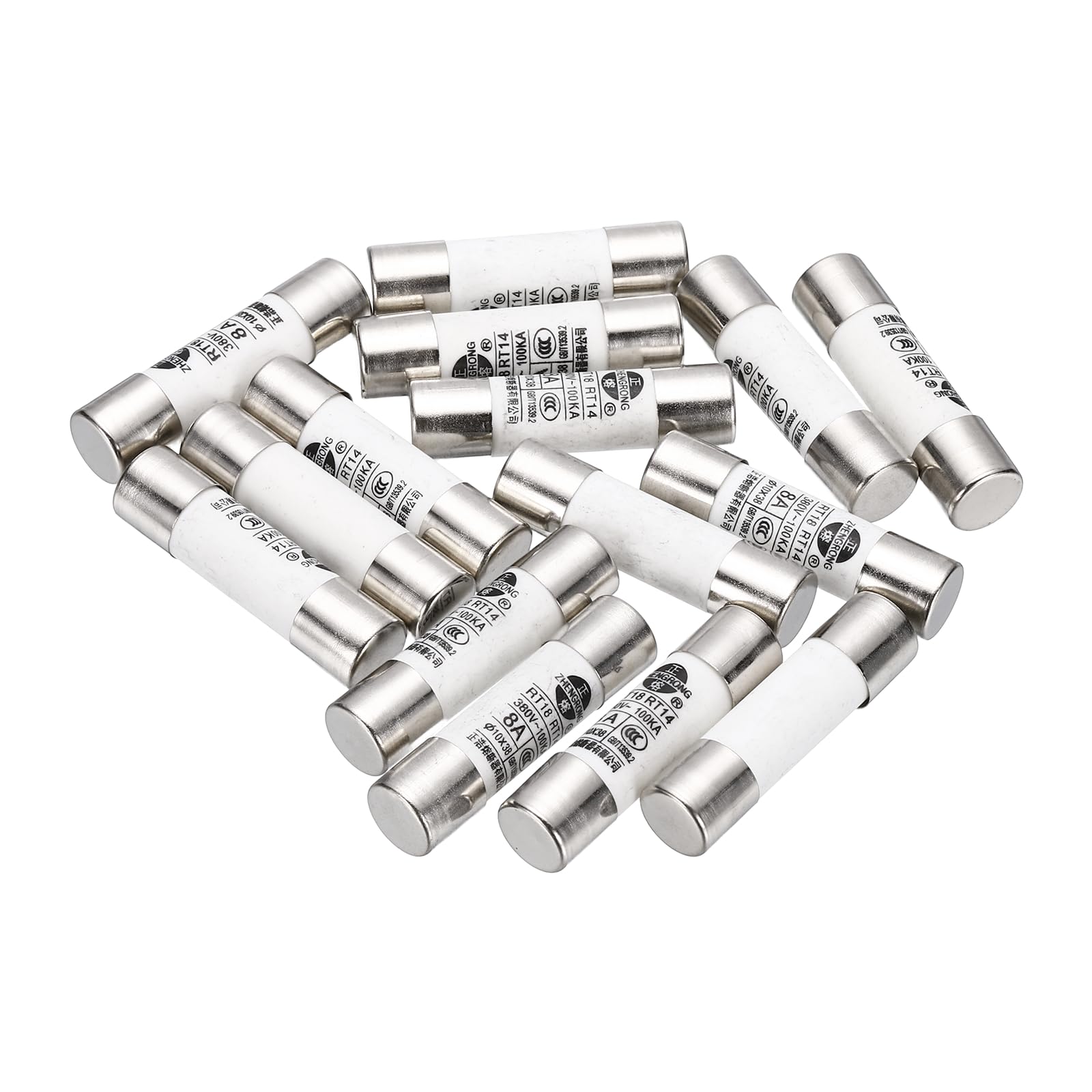 sourcing map 15 Pcs 380V 4A Fast Blow Fuse Ceramic Fuses F Type 10x38mm