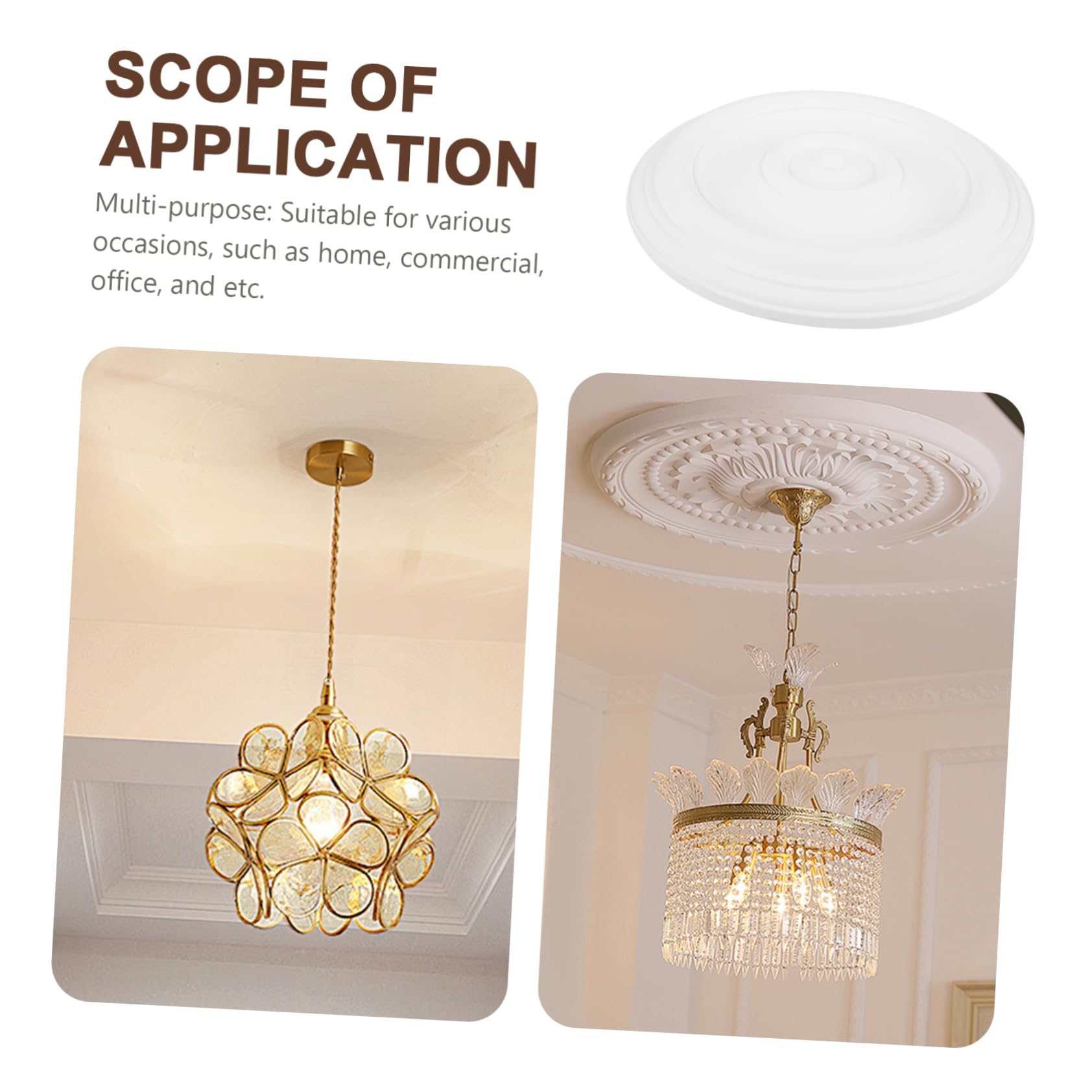 POPETPOP Copri Lampada Facile da Installare in Pu Bianco Soffitto Medaglione da Soffitto Design Moderno Elegante Decorativo