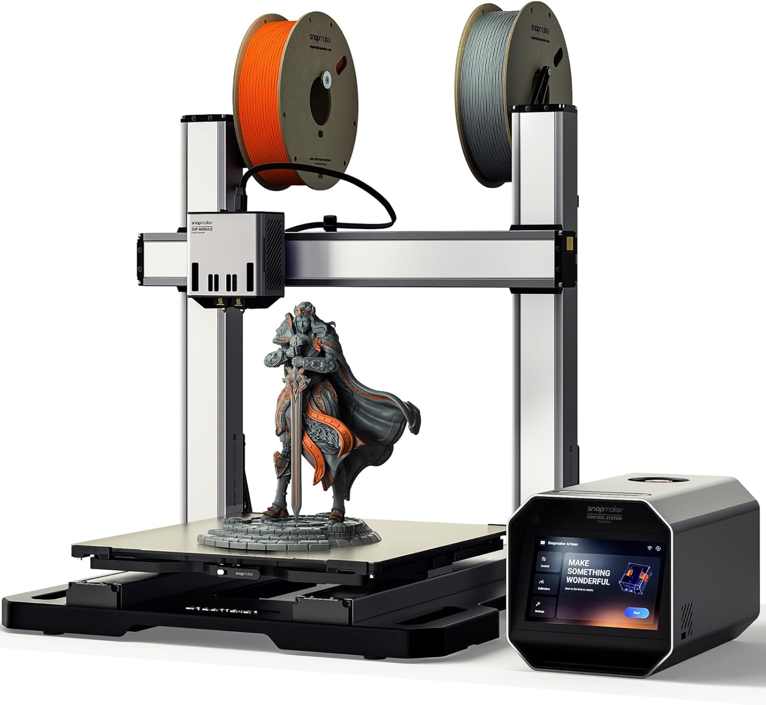 Snapmaker Artisan 3D Printer with dual extruders and a printed model