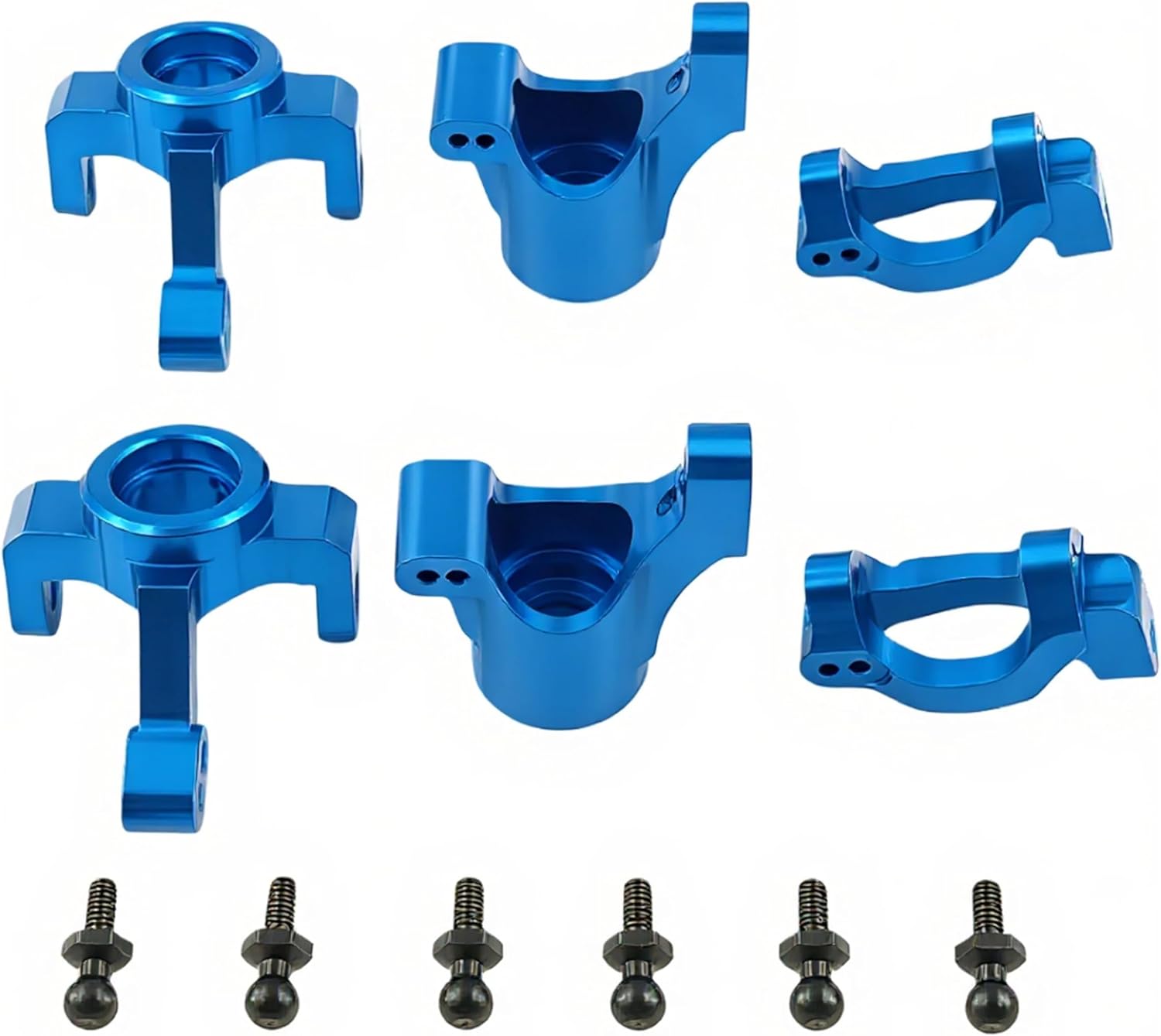 Aluminum Steering Blocks & Caster C-Hubs Knuckle Set for 1/18 LaTrax Teton Desert Prerunner Rally RC Car, C-Cup Stub Axle Carrier Upgrade, Replacement #7532 / 7552X (Blue)