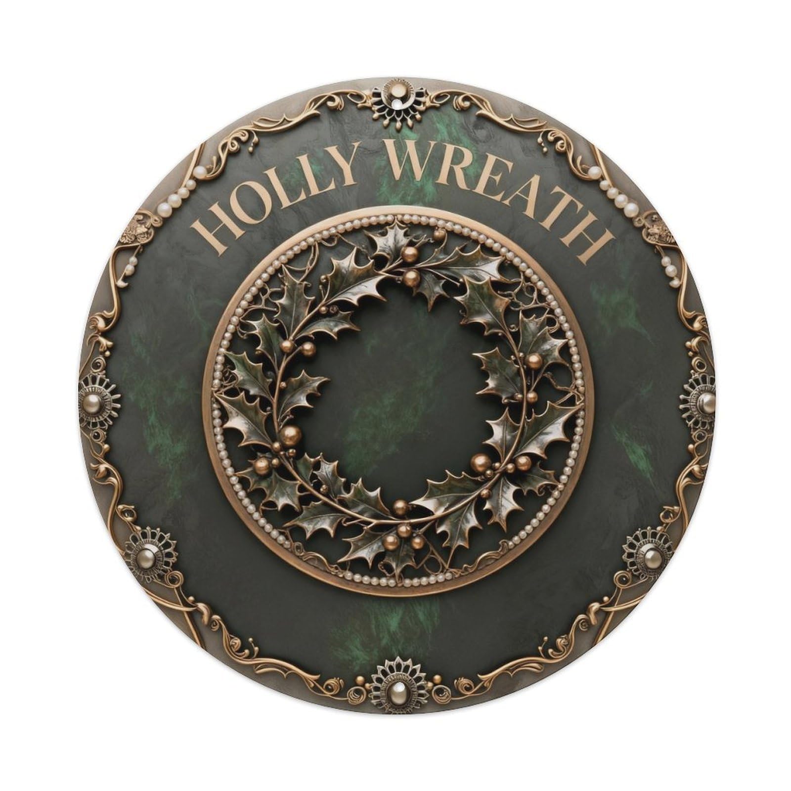 Holly Wreath Christmas Plaque Metal Tin Sign Plaque