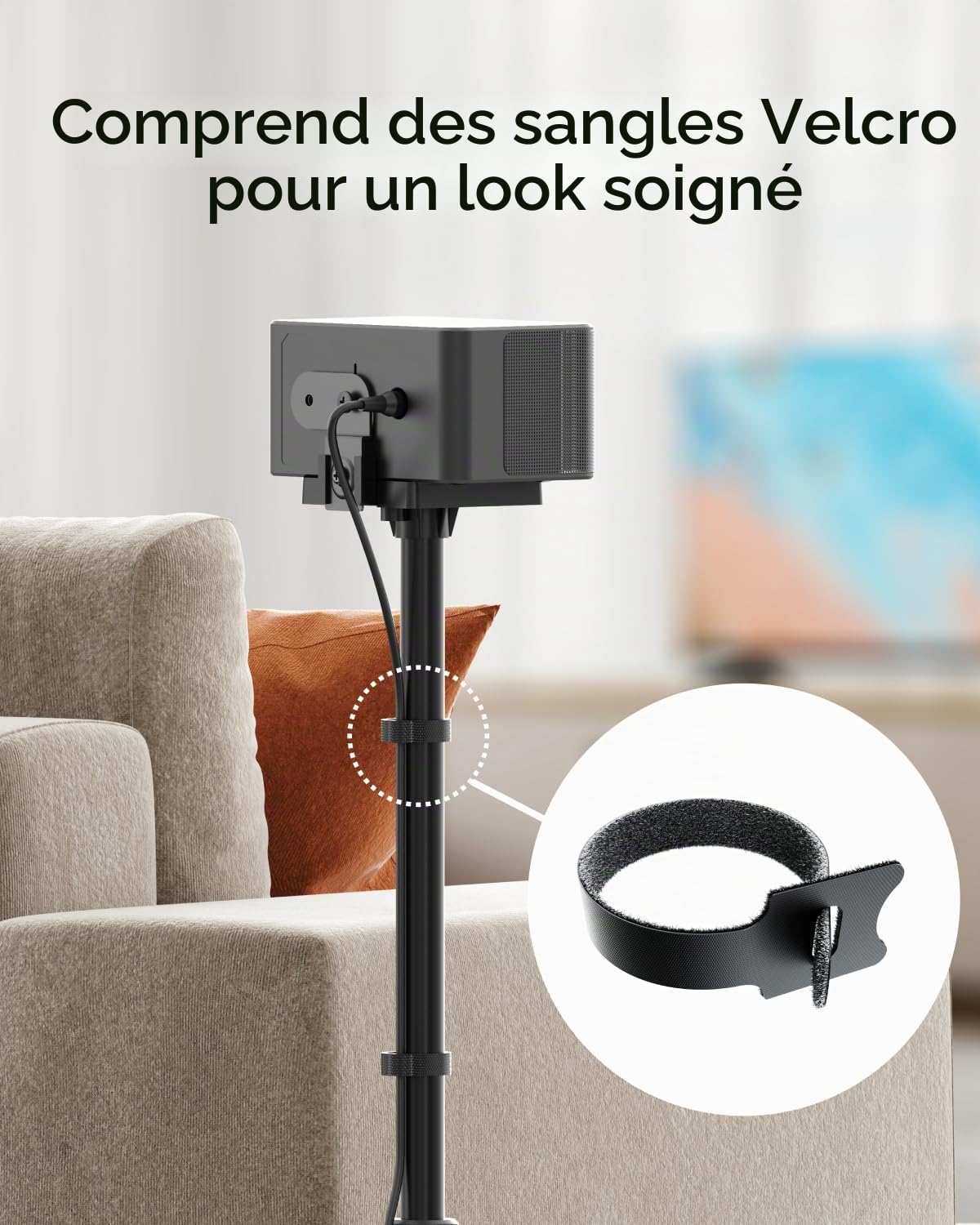 ULTIMEA Steady 310 – Lot de 2 Supports d’Enceintes universels Noirs, réglables en Hauteur de 62 à 93 cm, pour Enceintes Satellites et de bibliothèque, Charge maximale de 3 k