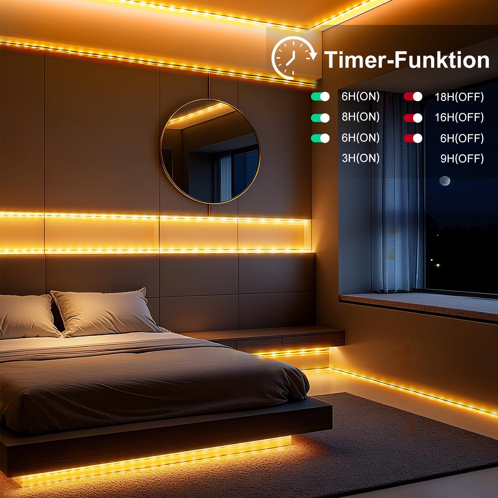 Bzavor 20M 400 LED Lichterschlauch Außen mit Stecker Fernbedienung,Lichterkette Außen 8 Modi Dimmbar IP44 Wasserfest,Lichterschlauch Für Innen Außen Weihnachten Garten Terrasse Zaun Hof Deko Ø5mm