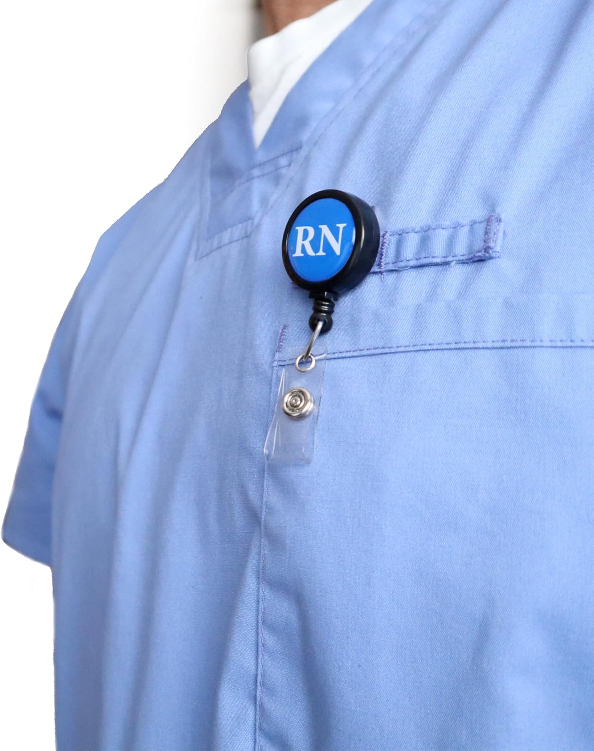 Bulk 25 Pack - RN Badge Buddy Reels with Alligator Clip - Swivel Retractable Reel RN Badge Holder & Title Card in One - Nurse Retractable Clip Hospital I'd Role Dome Label by Specialist ID (Blue)