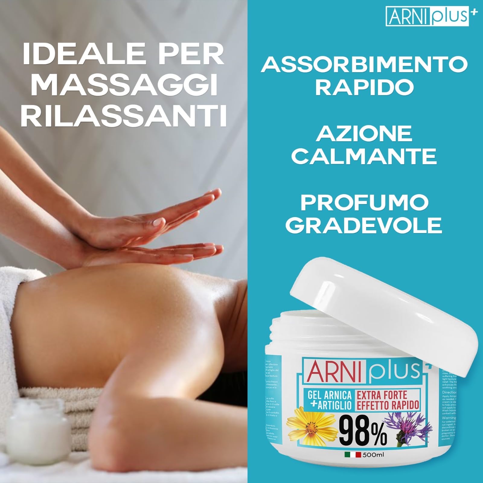 ARNIplus + 2 kg 4 x 500 ml Arnika Gel Extra fuerte, con vitamina C, pomada de árnica fuerte, altamente concentrado para el dolor muscular, pomada de relajación muscular, tendinitis, refrescante