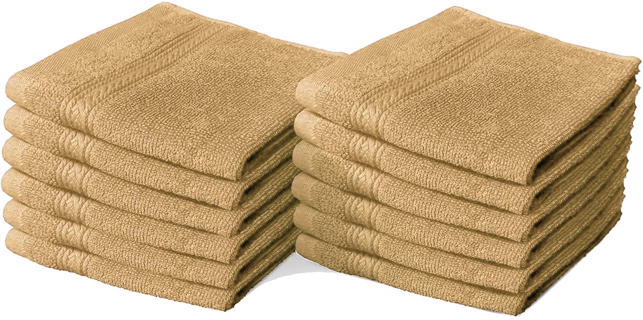 Textile Do 12 X Face Cloth Set 100% Egyptian Combed Cotton Flannel Face Towels 500-GSM Quick Dry And Highly Absorbent Washcloth for Hotel Spa Gym Makeup Remover 30 x 30 cm (Latte, 12) (New)