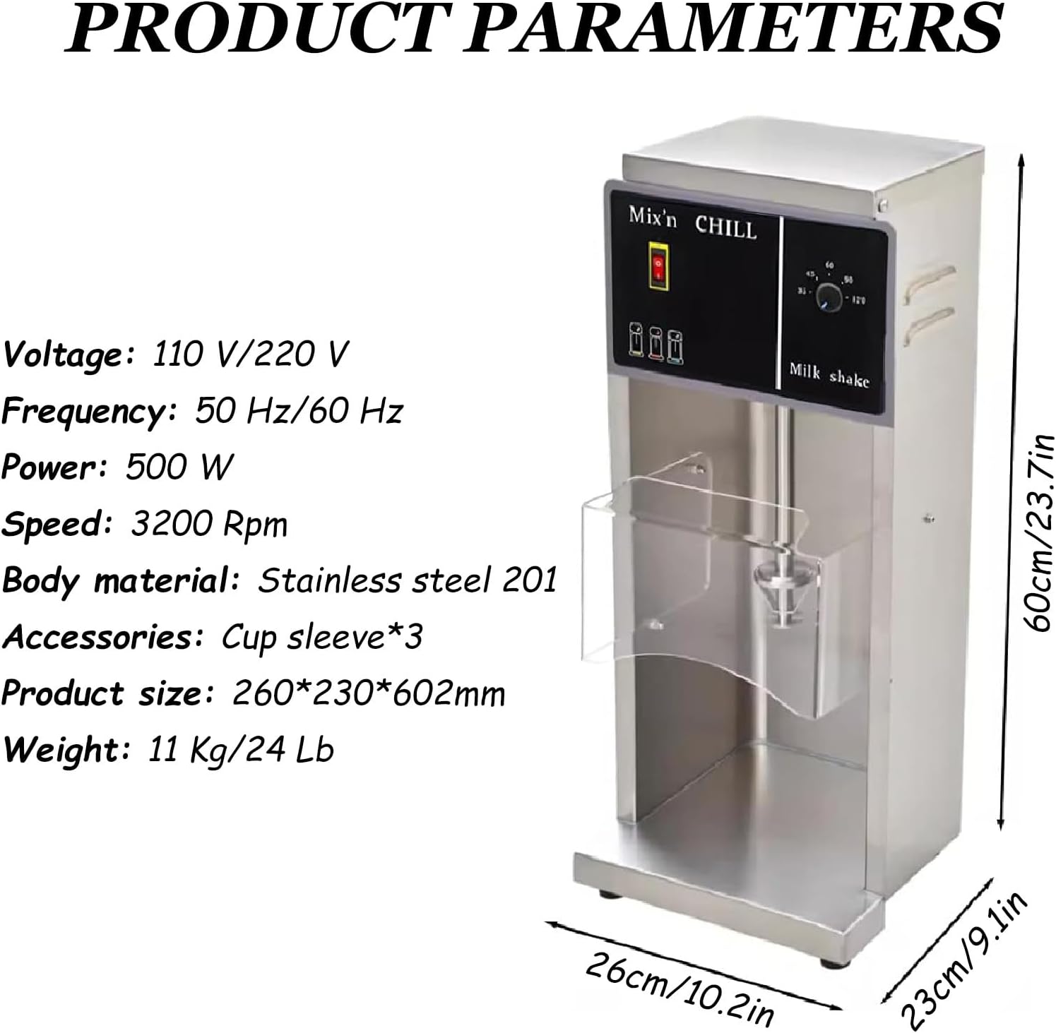 3200r/min Countertop Yogurt Blending Machine, Yogurt Blending Machine with Three Different Sized Cup Sleeves,110V