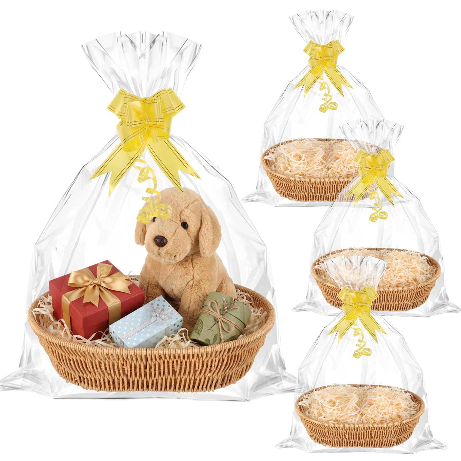 4 Pack Empty Hamper Baskets for Gifts, 30x23x7cm Oval Wicker Gift Basket