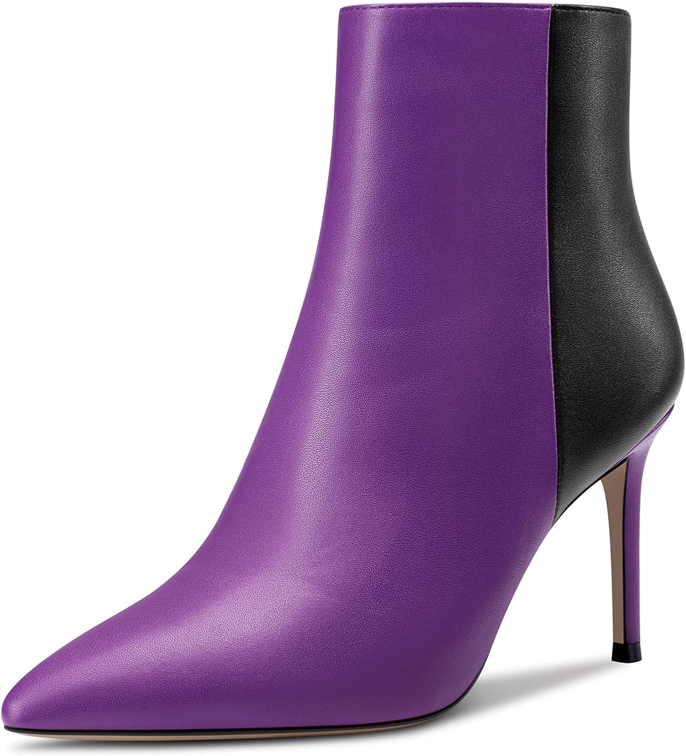 Aachcol Women Ankle Boots Short Bootie Close Pointed Toe Stiletto High Heel Dress Shoes Matte Zipper 4 Inch