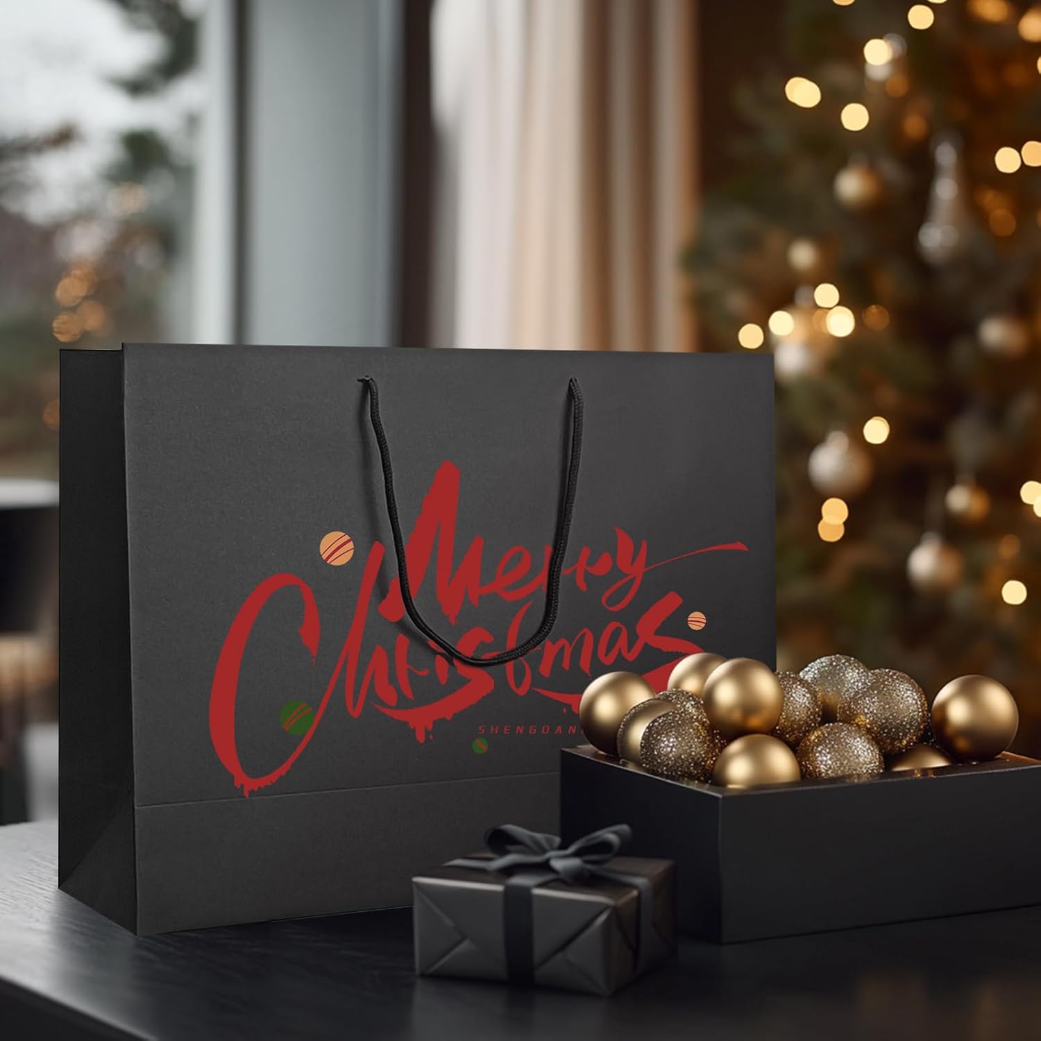 Xloey Large Black Gift Bags,6Pcs 17"x5.5"x12.6" Black Gift Bag with Handles,DIY Paper Shopping Bag,Gift Wrap Bags for Wedding,Birthday,Merchandise Business,Retail,Anniversary,Holiday Party - Image 4