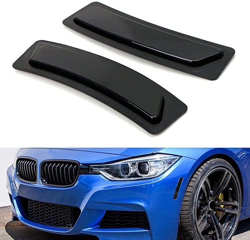 Miniatura 8 de iJDMTOY Marcadores laterales de parachoques delantero negro brillante con lente ahumada compatibles con BMW F30 F31 LCI 3 Series 320i 340i, F32 4