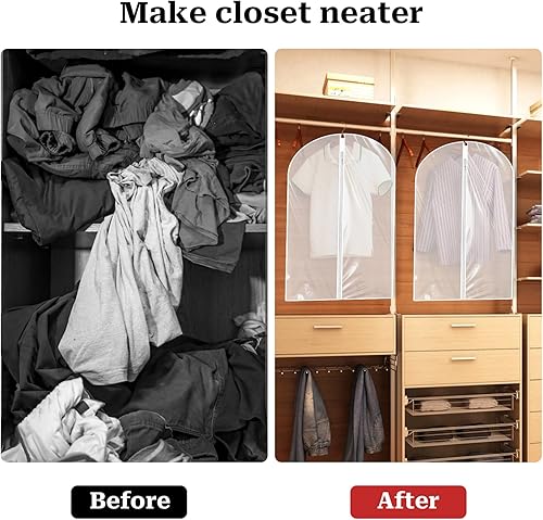 Miniatura 6 de Bolsas de ropa para colgar ropa, 2 piezas a prueba de polvo, bolsa de ropa transparente, transpirable, protector de abrigo con cremallera, bolsas de
