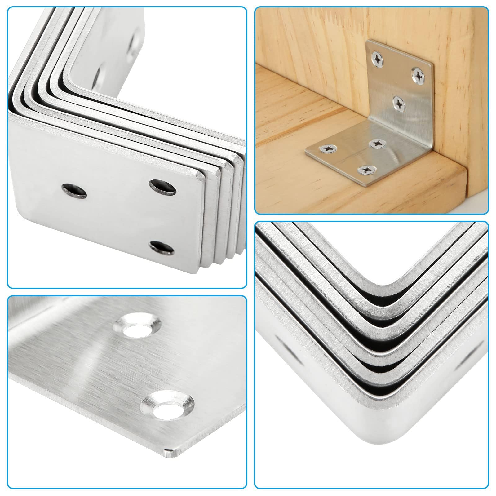 ASelected Lot de 30 Équerre d'assemblage Renforcée Inox, 50x50x50mm Aicer Plaque Equerre Inox, Equerre Metal pour Fixation de Inox pour Fixation et Réparation Meubles