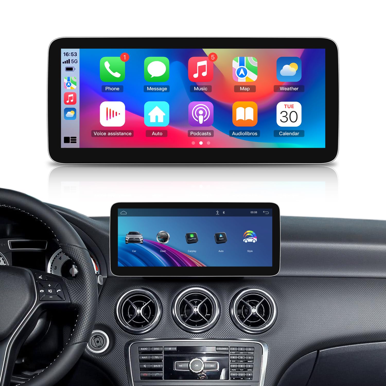 Linux Screen Wireless Carplay Android Auto Touch Screen for Mercedes Benz GLA CLA A Class X156 C117 from 2016 to 2018 NTG5.0 Support Bluetooth GPS