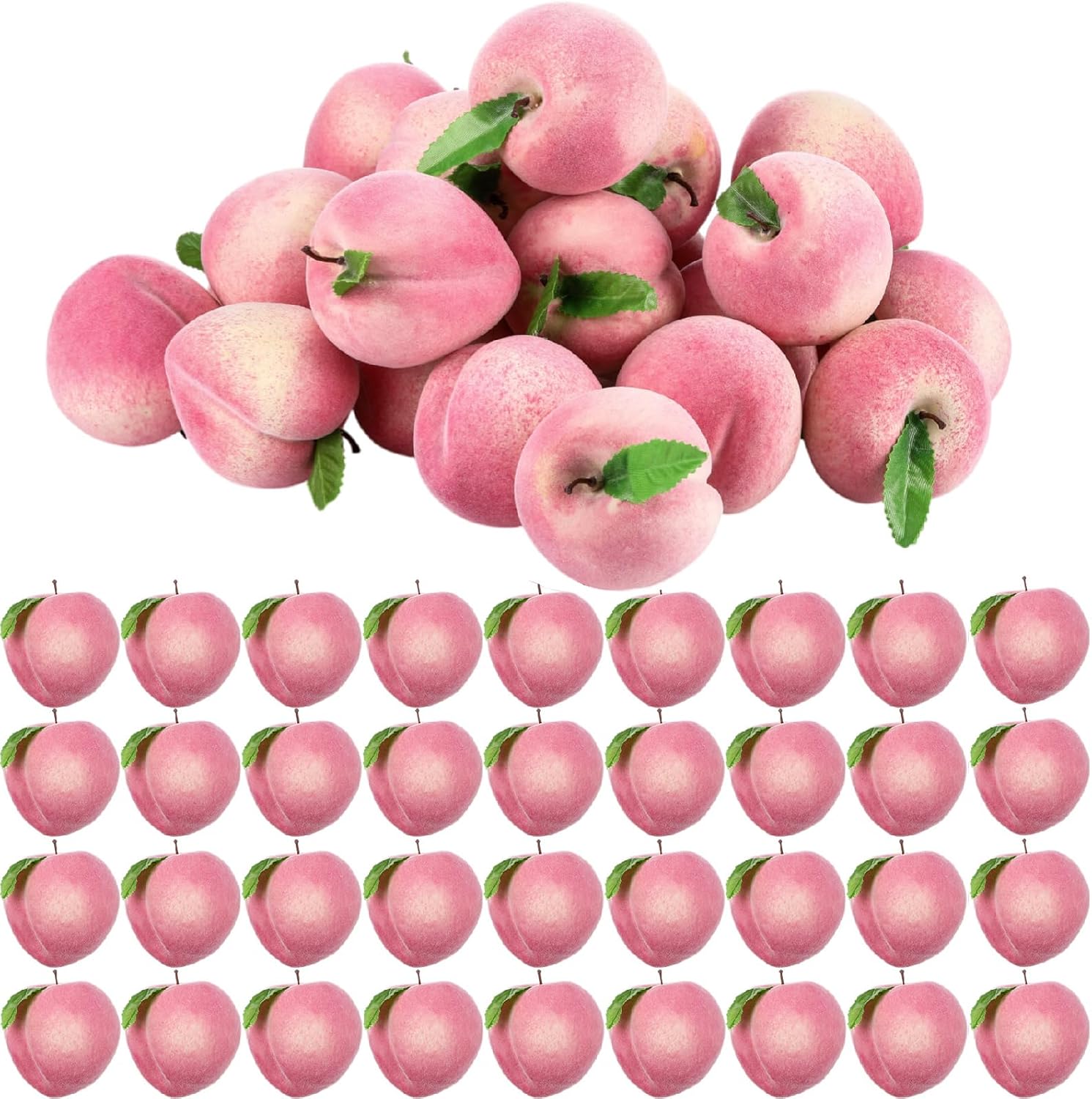 36 Pcs Artificial Peach Decorations Foam Peach Lifelike Fake Fruit Faux Small Simulation for Home Birthday Party Cabinet Table Festival Kitchen Harvest Photography Prop (3.27 Inch)