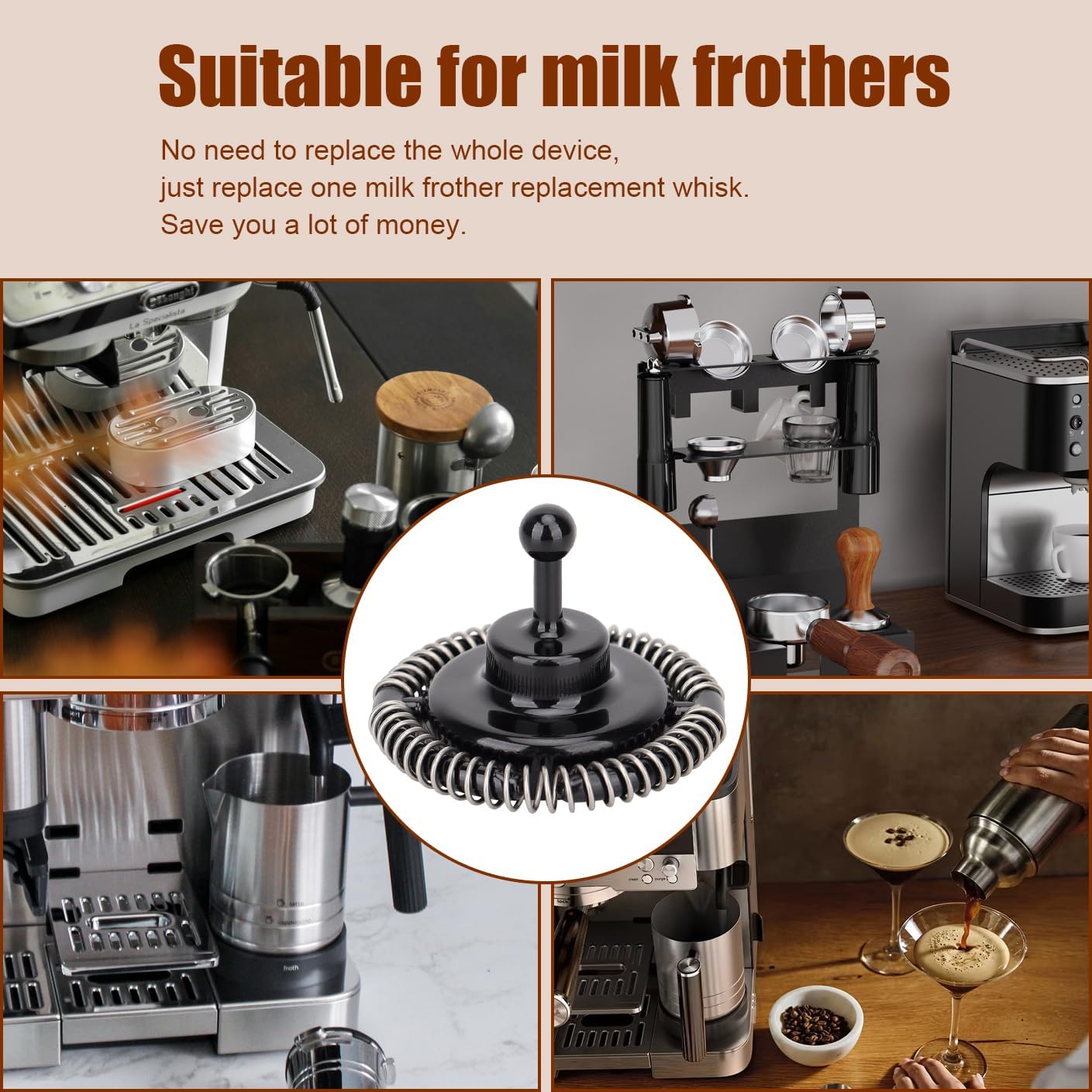 Milk Frother Replacement for Ninja ES601: Compatible with Ninja Luxe Cafe ES601 ES655 ES701 models whisk Accessories,Stainless Steel and plastic Material,Machine washable