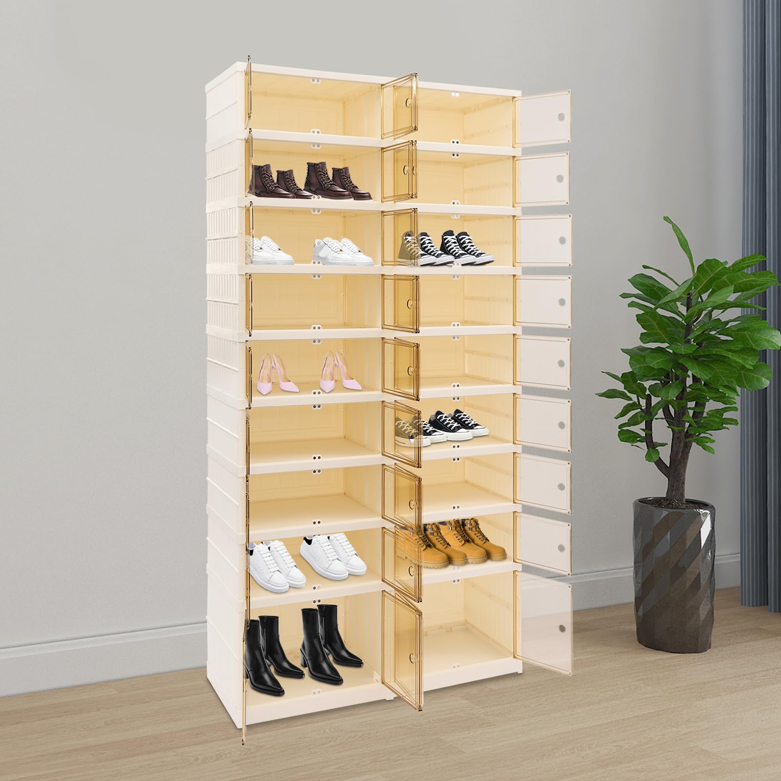 Scarpiera pieghevole a 9 livelli, 36 paia di scarpe, in plastica, pieghevole, per soggiorno, camera da letto, verande, 87 x 34,5 x 169 cm