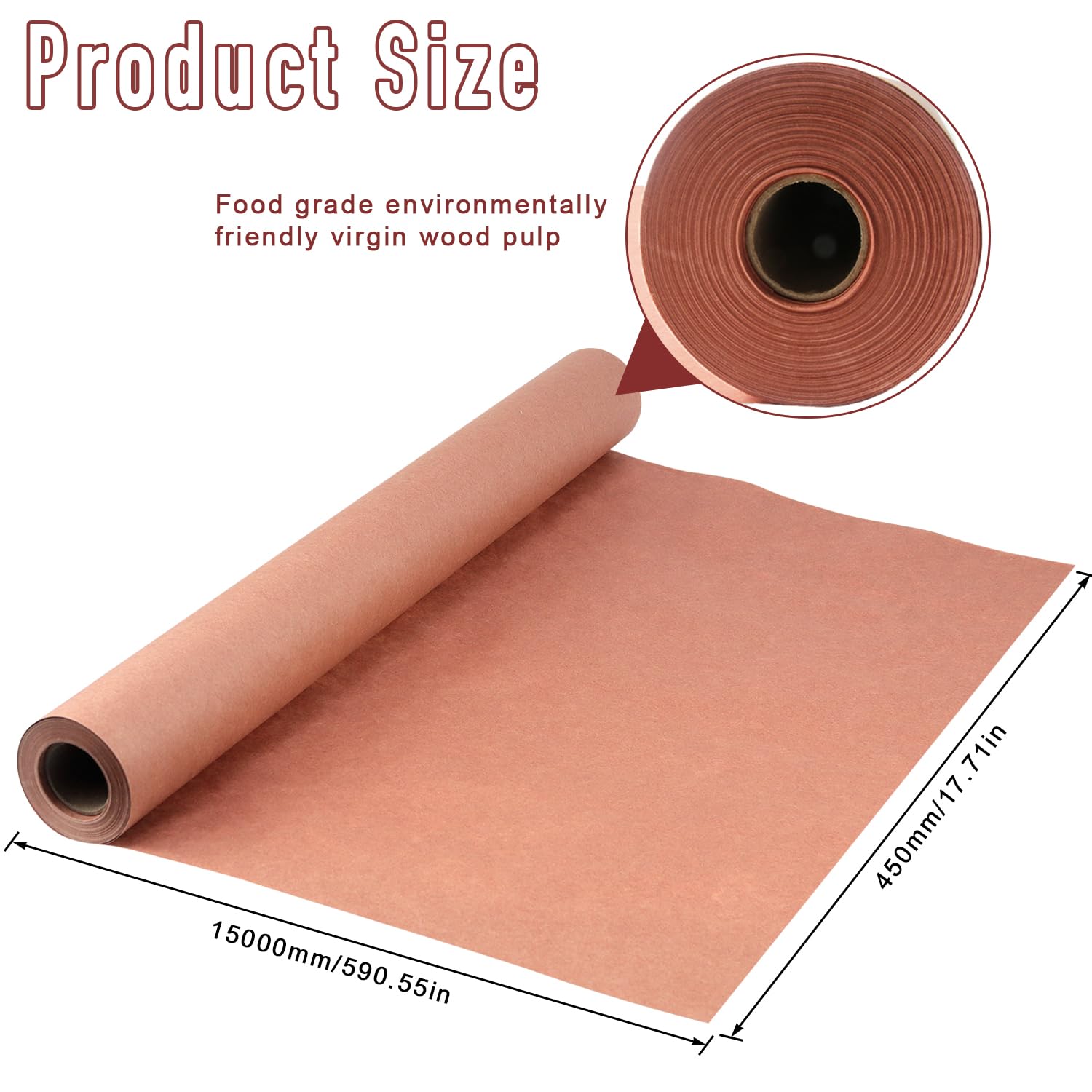 FRITZTOWN Butcher Paper Deluxe Pink 60 cm x 25 m rol, geschikt voor levensmiddelen, kraftpapier, ideaal voor BBQ, roken, roken en vleesverpakking