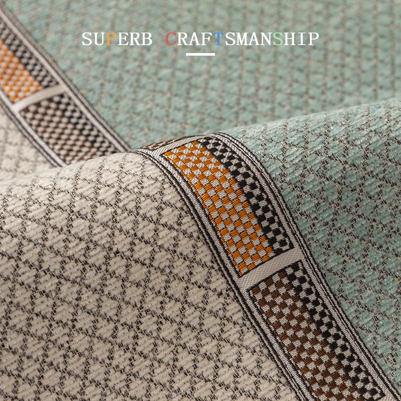 Funda de chenilla para sofá seccional de alta calidad con diseño patchwork elegante beige 4