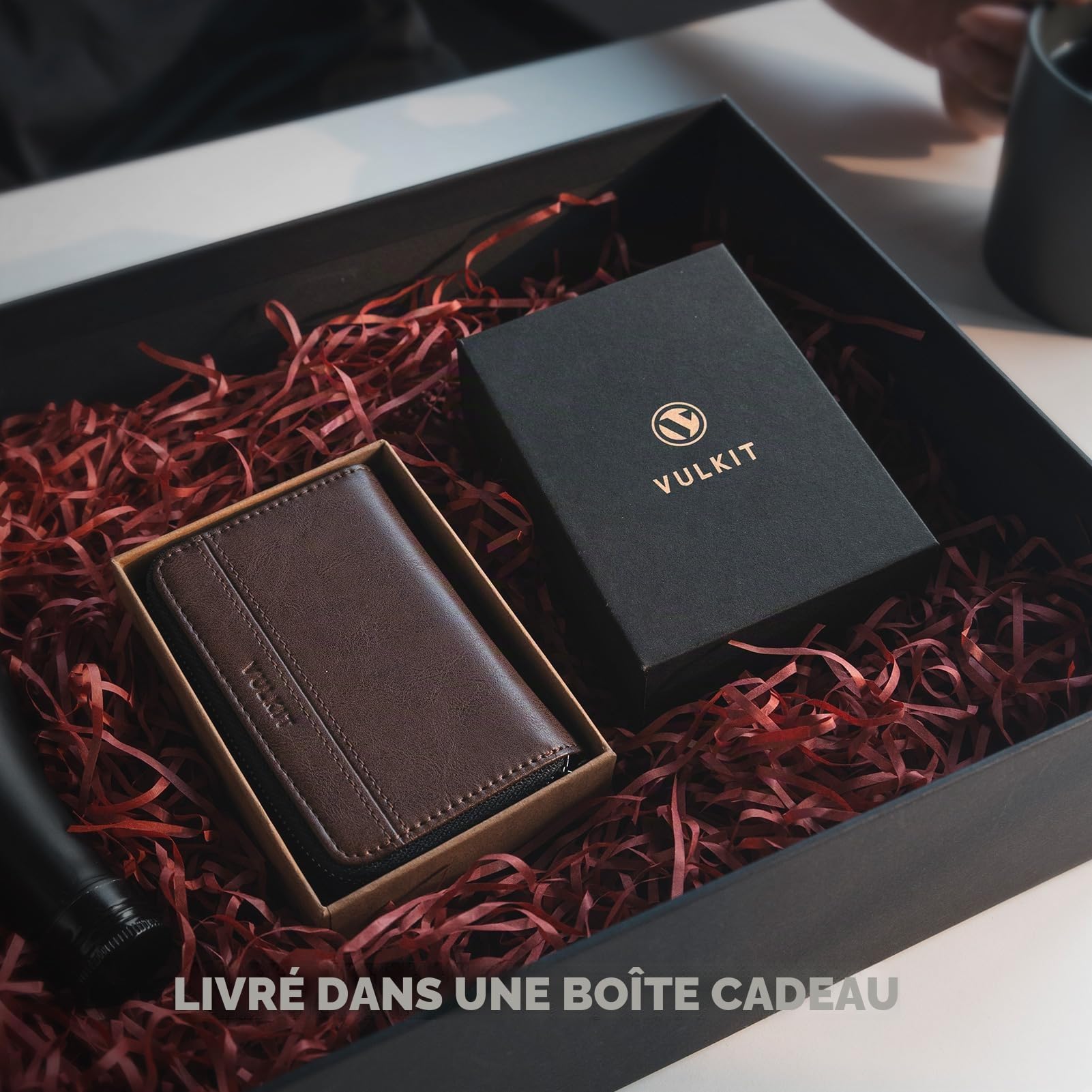 VULKIT Porte-cartes à grande capacité pour homme, blocage RFID, porte-monnaie métallique pop-up, espace pour 15+ cartes, compartiment pour billets, fenêtre pour pièce d'identité, poche à monnaie avec