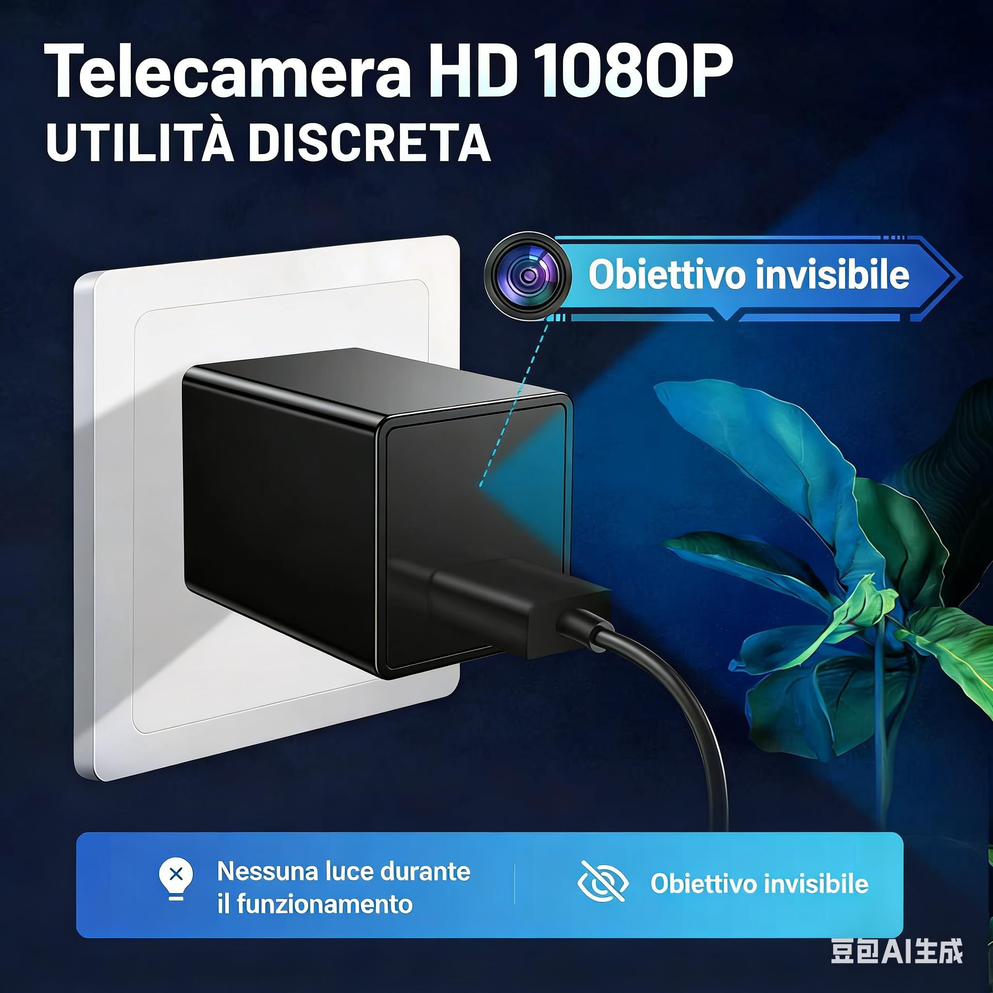 Mini Caméra Espion 1080P Cachée WiFi, Caméras Camouflées de Surveillance Intérieure pour Visualisation sur Mobile, Caméras Espion Invisibles avec Détection de Mouvement (Noir) (Black)