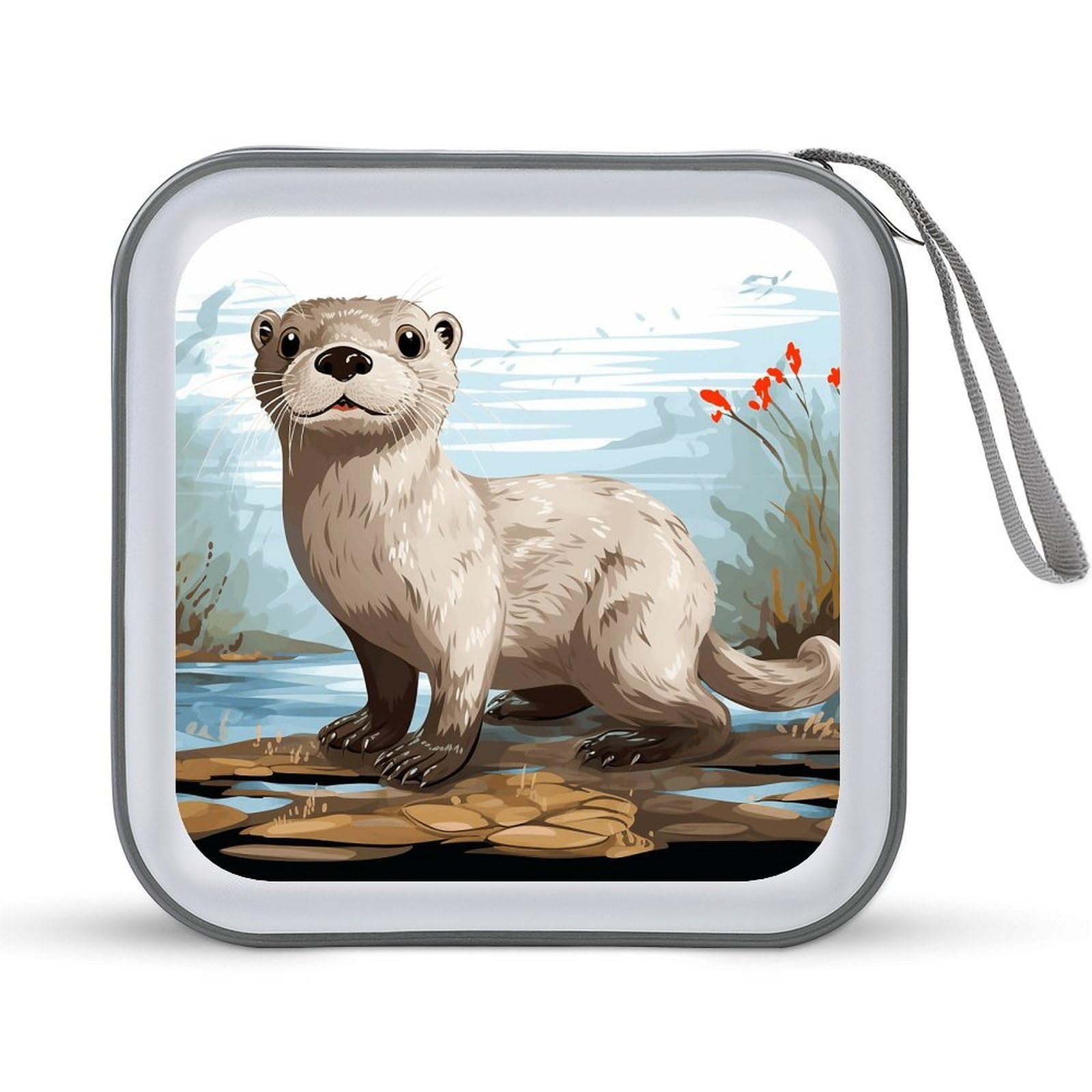 VstaDank Otter DVD Case With Zipper Portable CD Case Hardshell DVD VCD Binder Storage Box EVA Protective Blu-ray Wallet 40 Capacity CD Wallet Movie Music Media Disc Wallets