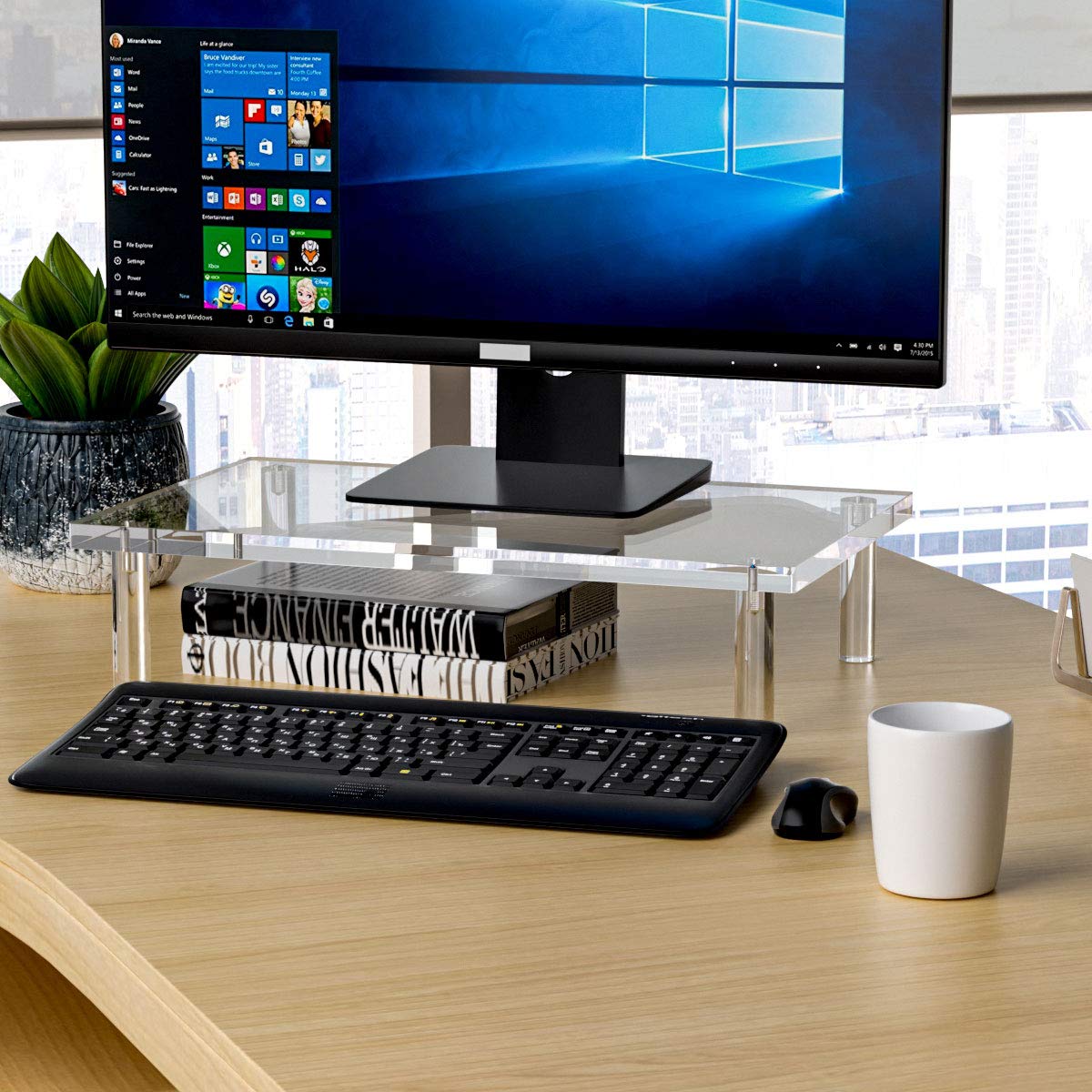 NIUBEE Computer Monitor Stand, Acrylic Monitor Stand Riser, Desk