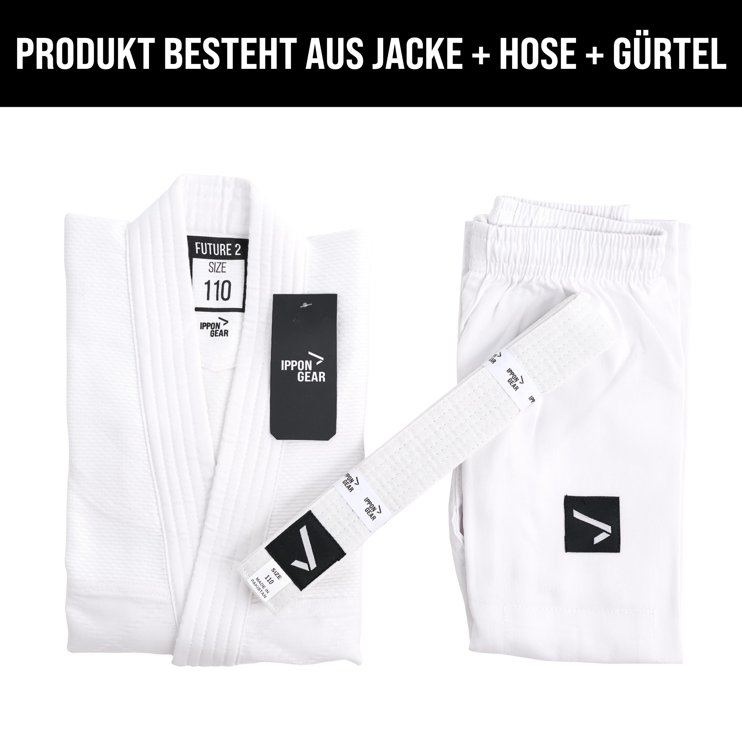 IPPONGEAR Future 2 Judoanzug Kinder Einsteiger inkl Gürtel weiß 335gr/m²