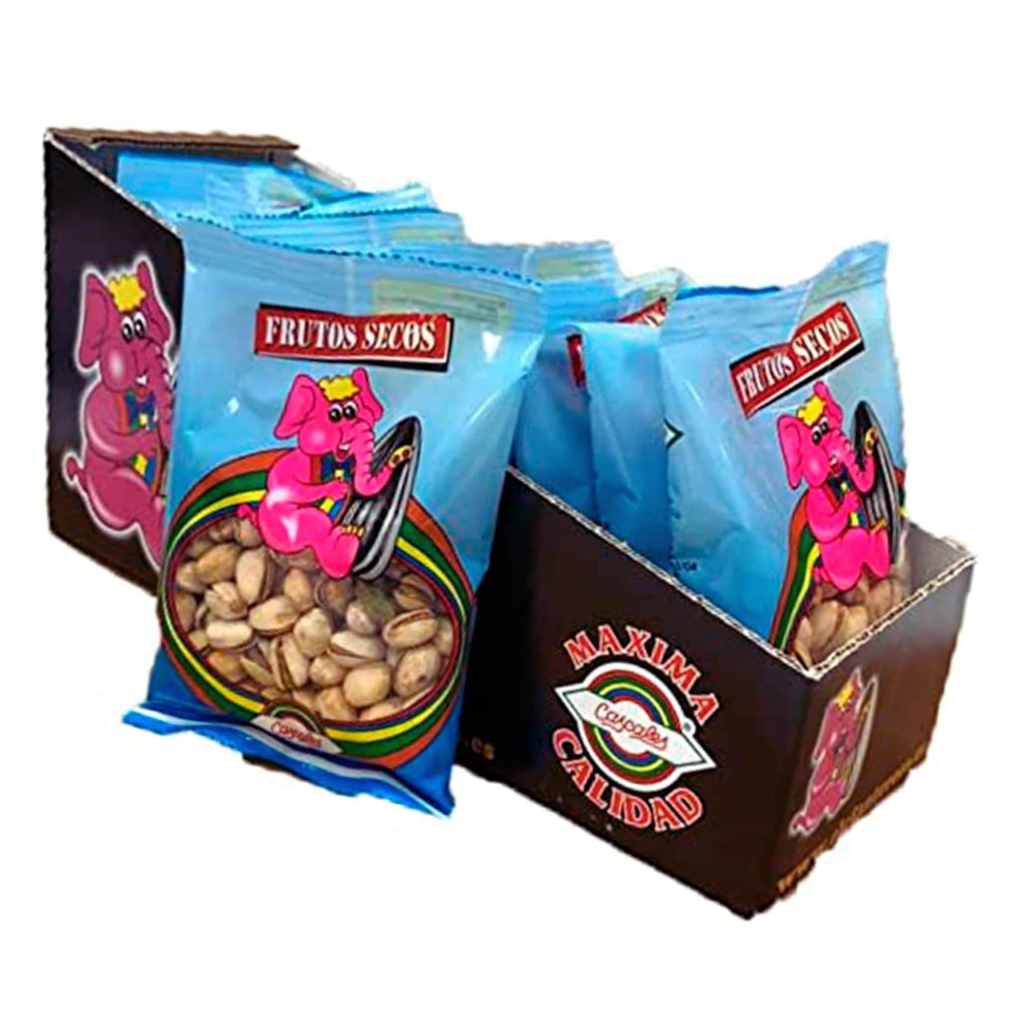 Pistachos tostados con Sal 10 Bolsas Peso Total 1.300 Kg Pistachos El Elefante Rosa - Pistachos con Cáscara Origen España - Pistachos tostados Artesanalmente