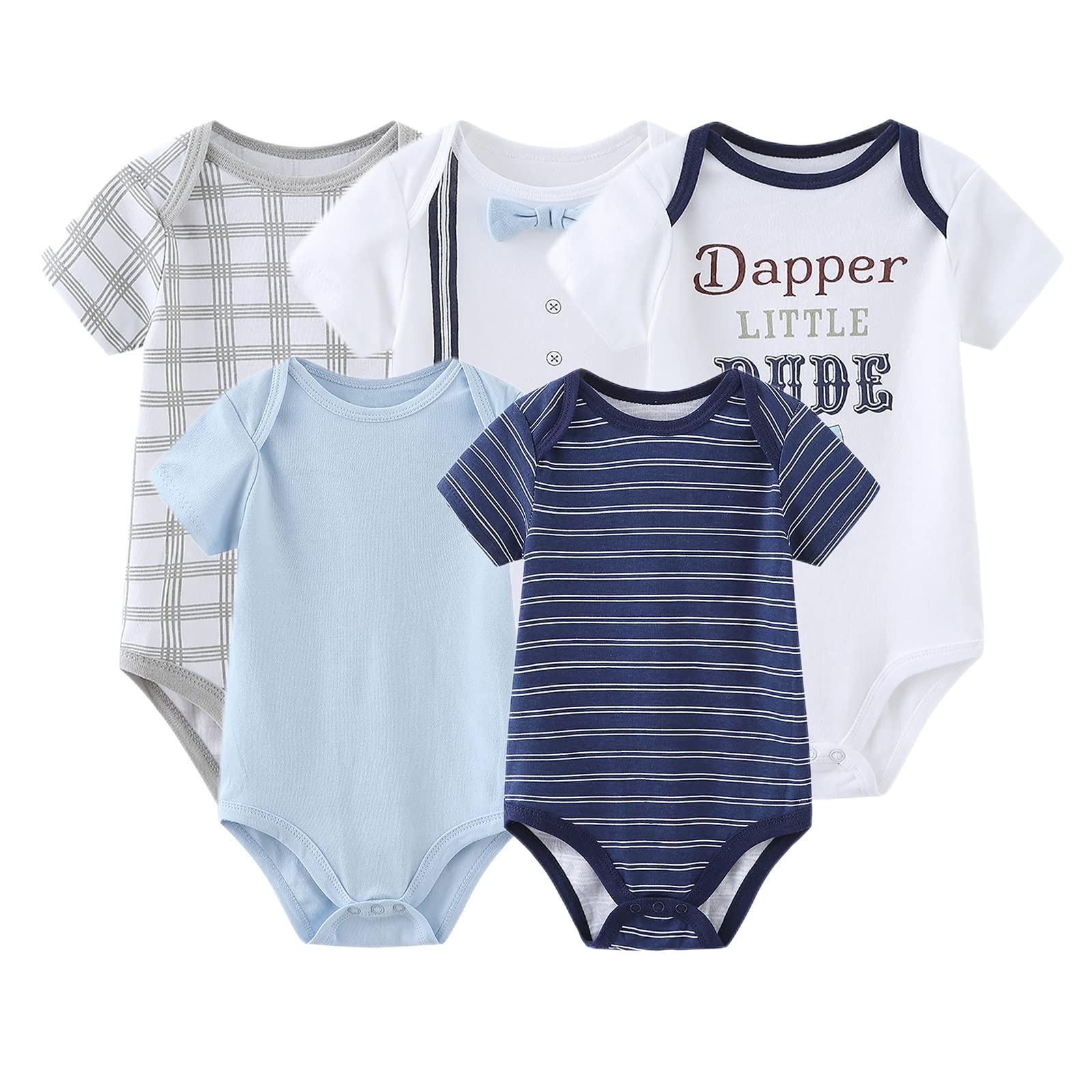 Chamie Baby Bodysuit Cotton Short Sleeve Vests for Newborn 5-Pack One-Piece Suit for Boy and Girl 0-12 Months… — view 20