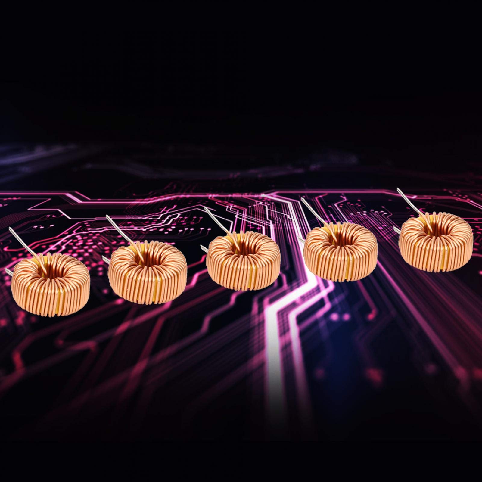 5 Pezzi Induttori Toroidali Uxcell 100uH 8A - Filo Singolo Avvolto, Bobina Magnetica Verticale