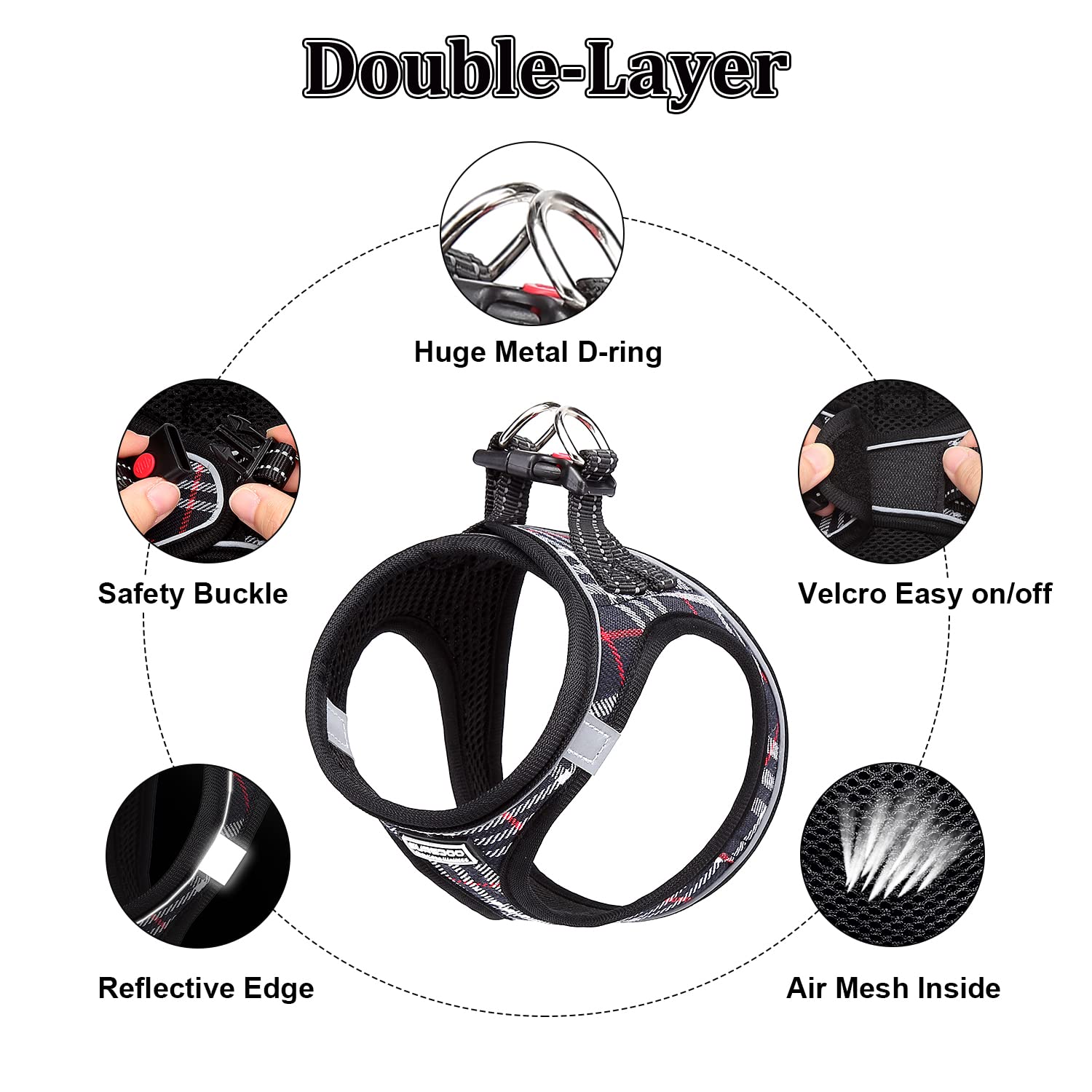 Pettorina Per Cani Piccoli OFFCUP - Set Con Guinzaglio, Air Mesh Traspirante, Giallo XS