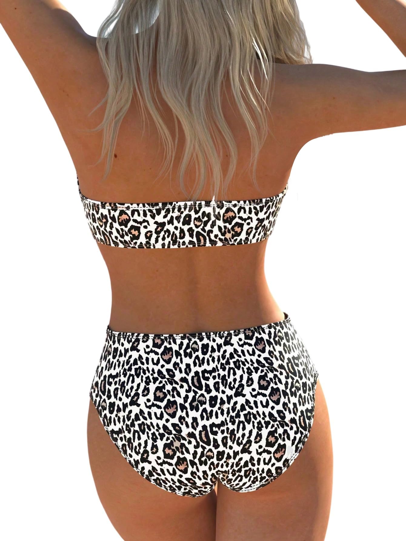 GORGLITTER Set bikini da donna Y2k, 2 pezzi, costume da bagno senza maniche, costume da bagno a fascia, costume da bagno leopardato, moda da spiaggia, costume da bagno a vita alta